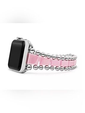 Lagos Smart Caviar Pink Ceramic Apple Watch Bracelet